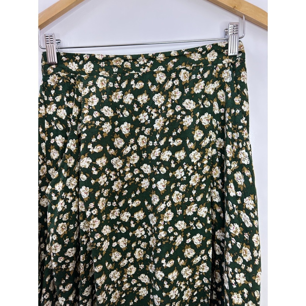 Vintage American Eagle Outfitters Green Floral Maxi Skirt Rayon 90s Boho Medium - Picture 4 of 15